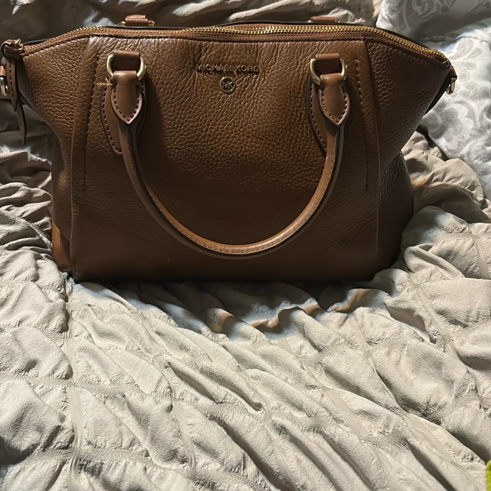 Michael Kors Brown Satchel with Silver Hardware